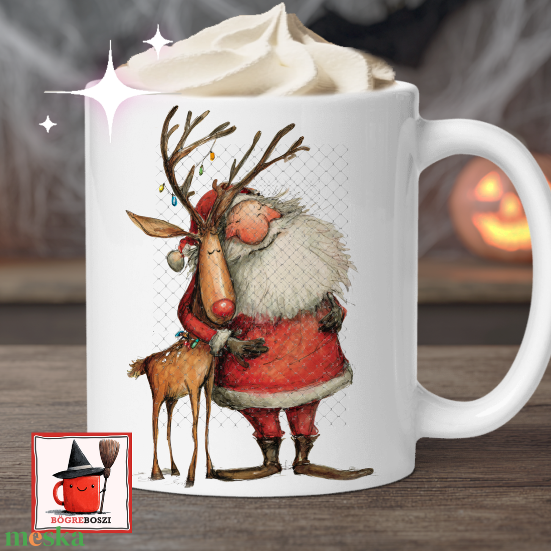 Grincses Télapó Bögre  /  A hűséges rénszarvas - otthon & életmód - konyhafelszerelés, tálalás - tálalás - bögre & csésze - Meska.hu