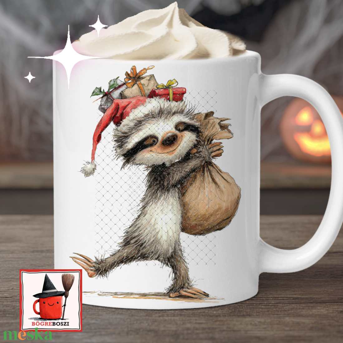 Karácsonyi Lajhár Bögre  /  Meglepi - otthon & életmód - konyhafelszerelés, tálalás - tálalás - bögre & csésze - Meska.hu