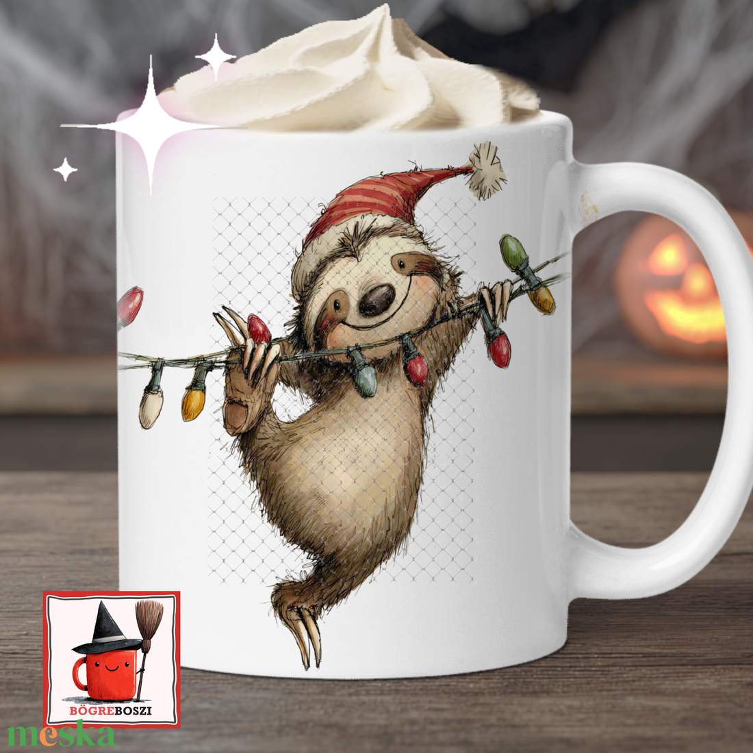 Karácsonyi Lajhár Bögre  /  Mosolyogj! - otthon & életmód - konyhafelszerelés, tálalás - tálalás - bögre & csésze - Meska.hu