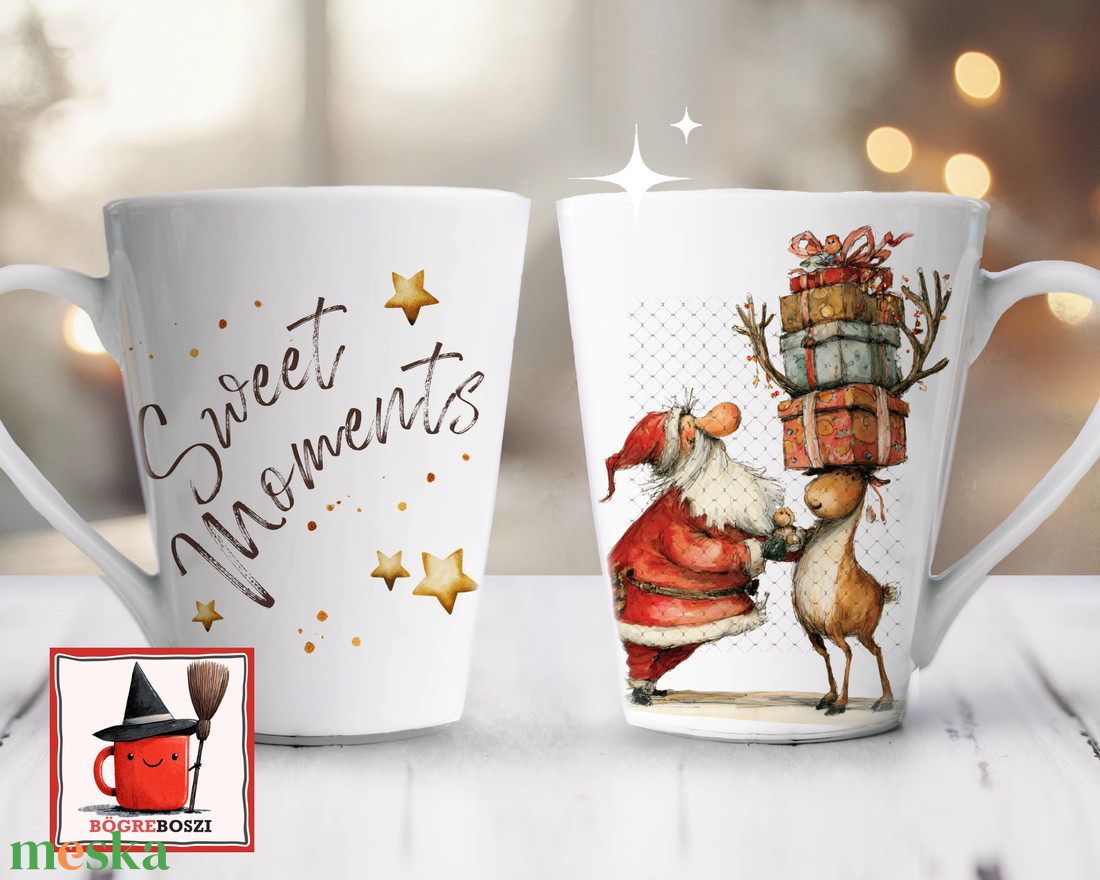 Karácsonyi Latte Bögre  /  Télapó és Rudolf - otthon & életmód - konyhafelszerelés, tálalás - tálalás - bögre & csésze - Meska.hu