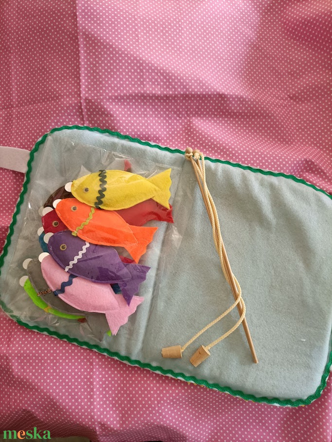 Textil horgászó játék - játék & sport - készségfejlesztő és logikai játék - szín és formaválogató játékok - Meska.hu