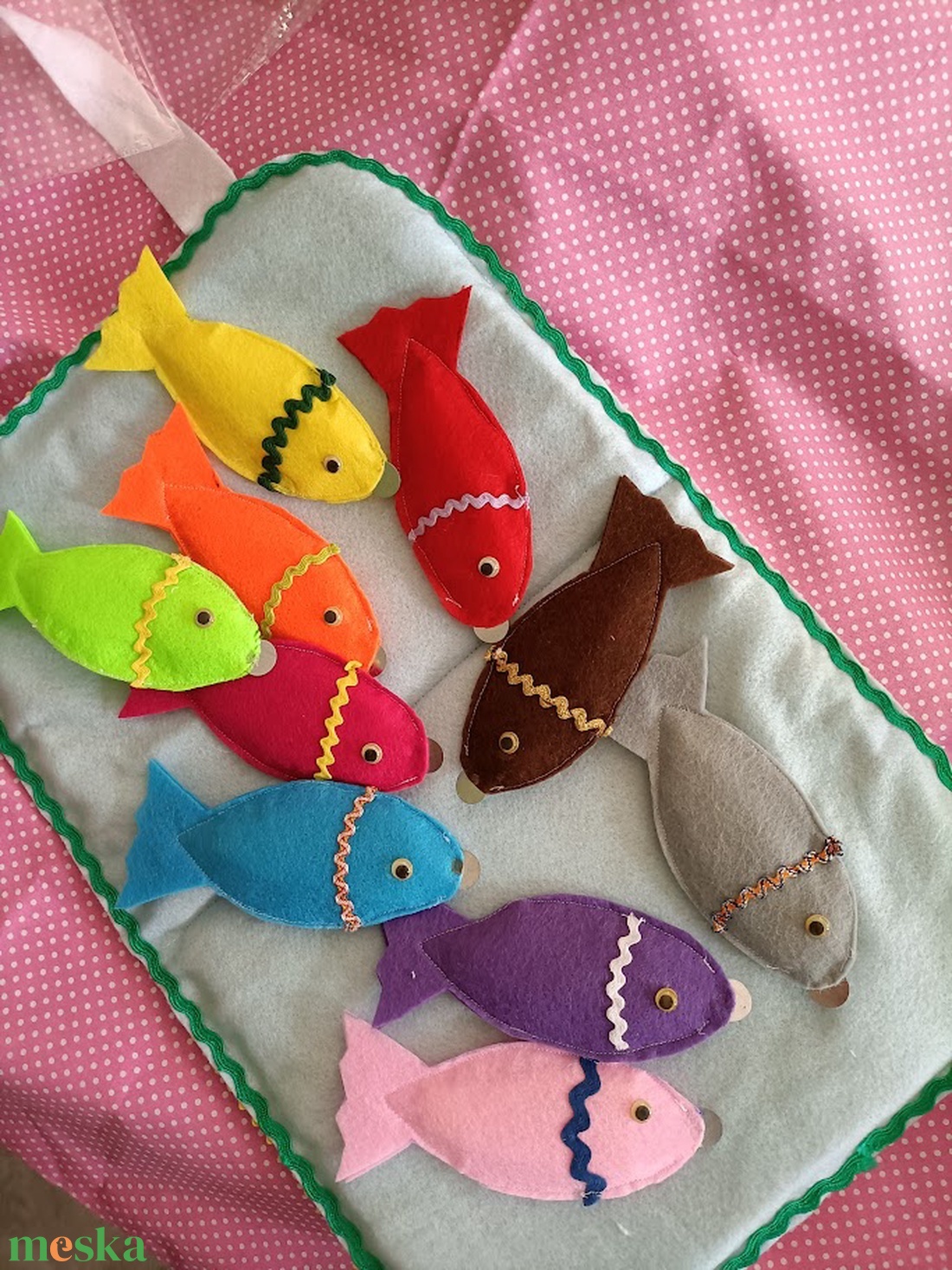 Textil horgászó játék - játék & sport - készségfejlesztő és logikai játék - szín és formaválogató játékok - Meska.hu