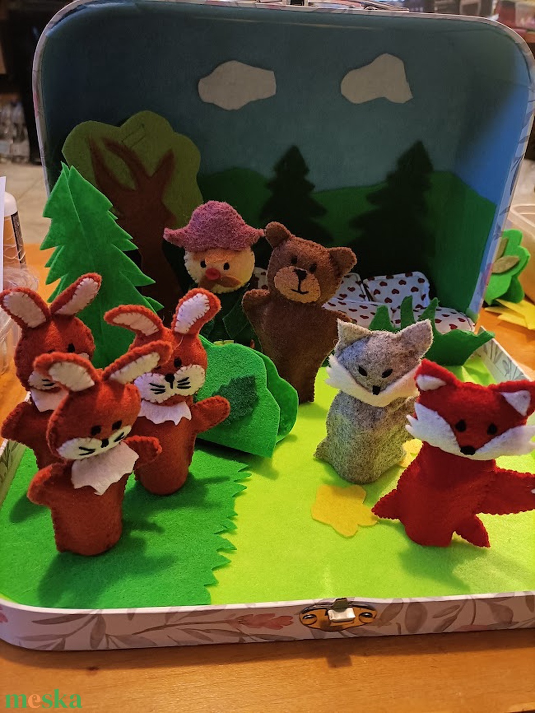 Mese a böröndben-A 3 nyúl-ujjbáb figurák - játék & sport - bábok - báb készlet - Meska.hu