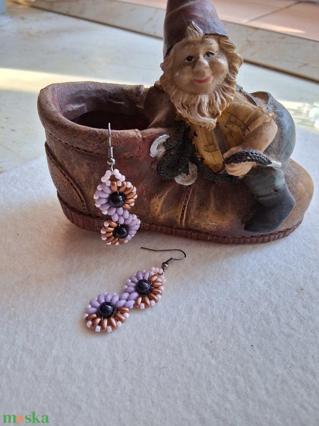 Végtelen Gyöngyfűzött fülbevaló  - ékszer - fülbevaló - lógó fülbevaló - Meska.hu