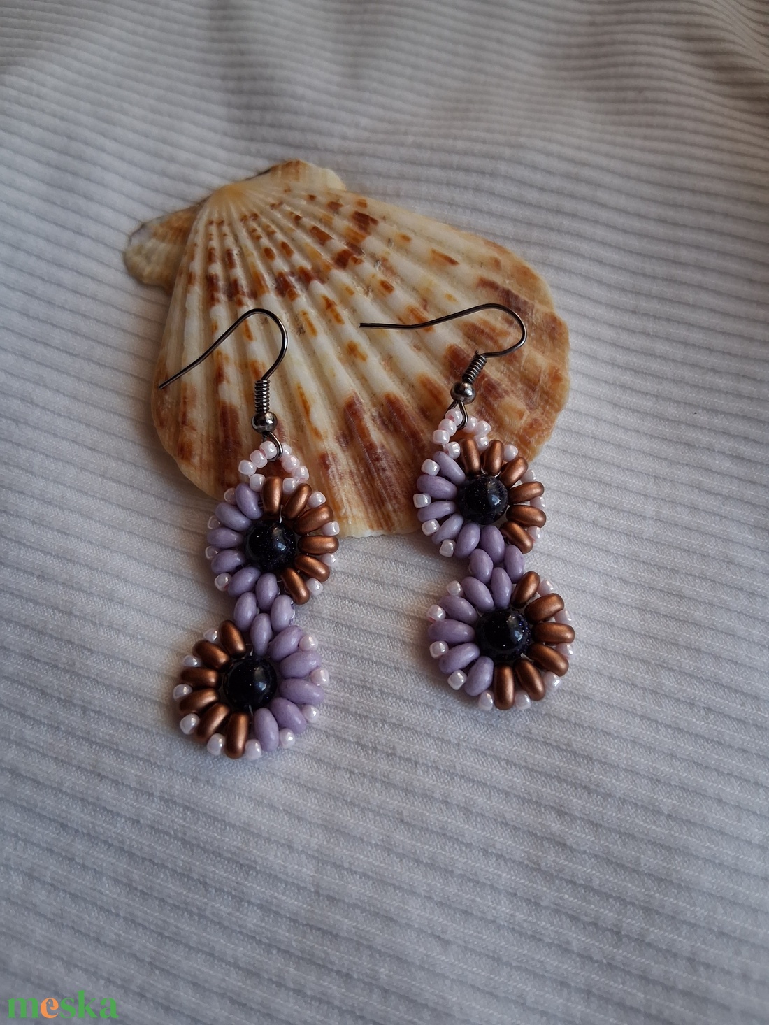 Végtelen Gyöngyfűzött fülbevaló  - ékszer - fülbevaló - lógó fülbevaló - Meska.hu