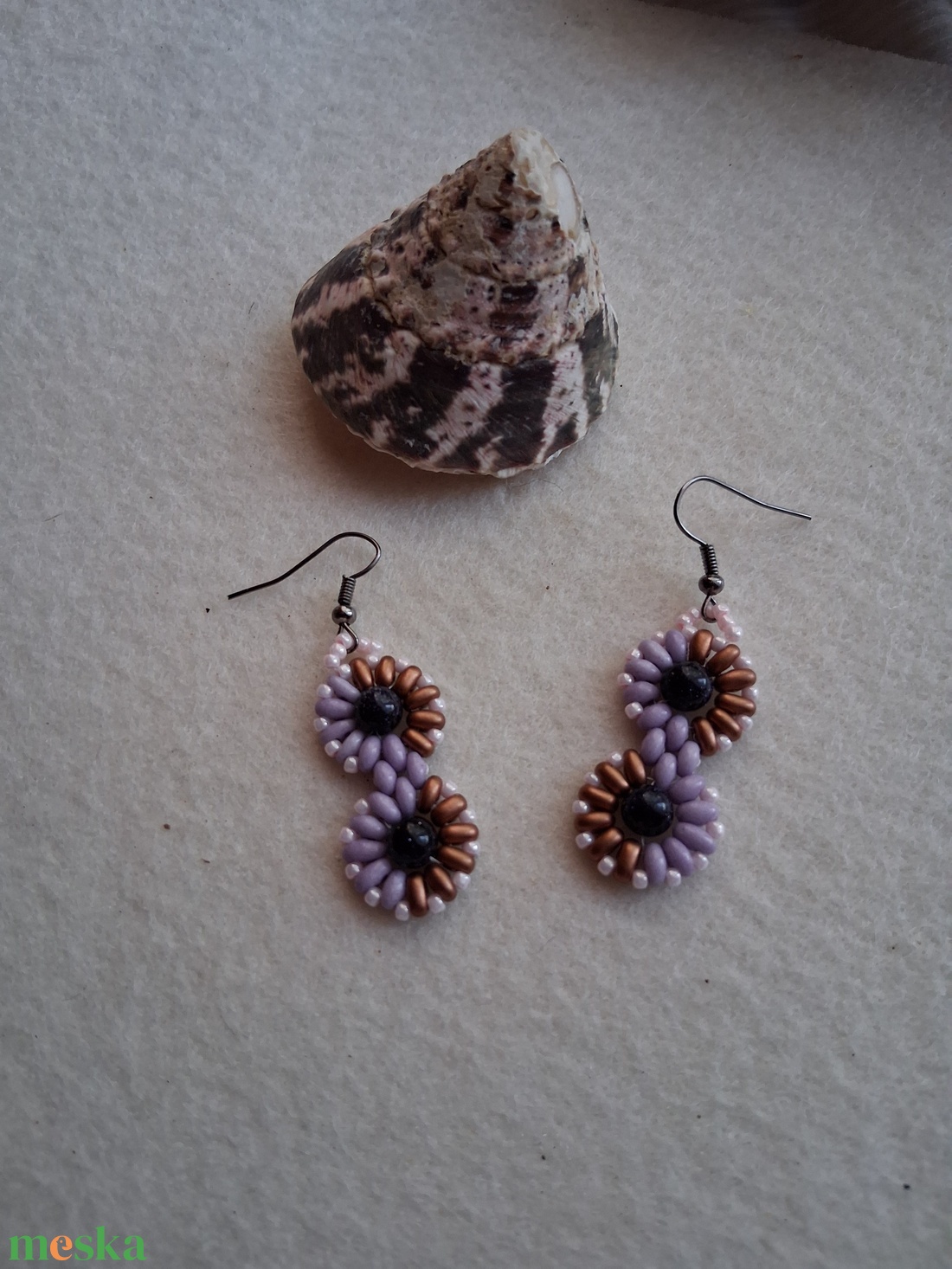 Végtelen Gyöngyfűzött fülbevaló  - ékszer - fülbevaló - lógó fülbevaló - Meska.hu