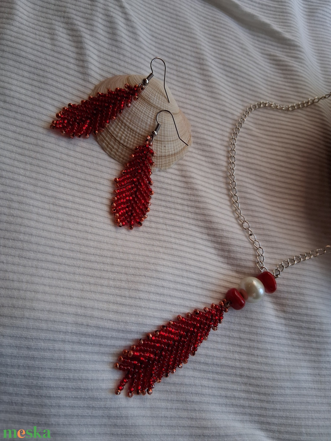 Elegáns gyöngyfűzött ékszerszett - ékszer - nyaklánc - hosszú nyaklánc - Meska.hu