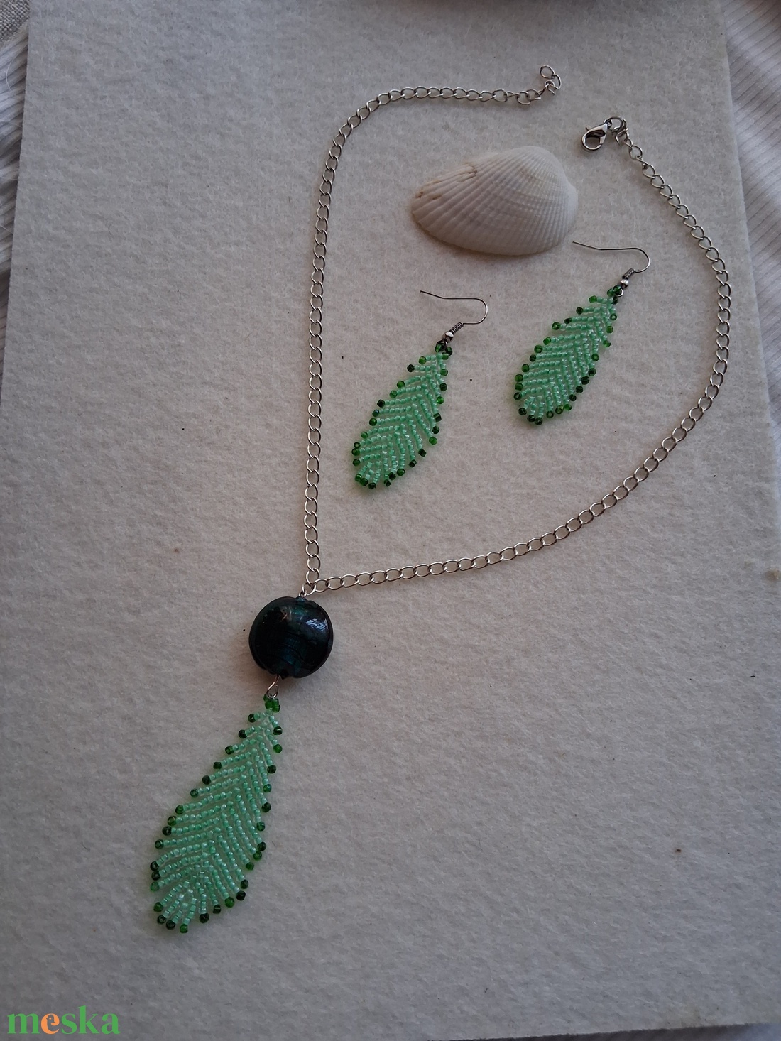 Elegáns gyöngyfűzött ékszerszett - ékszer - nyaklánc - hosszú nyaklánc - Meska.hu