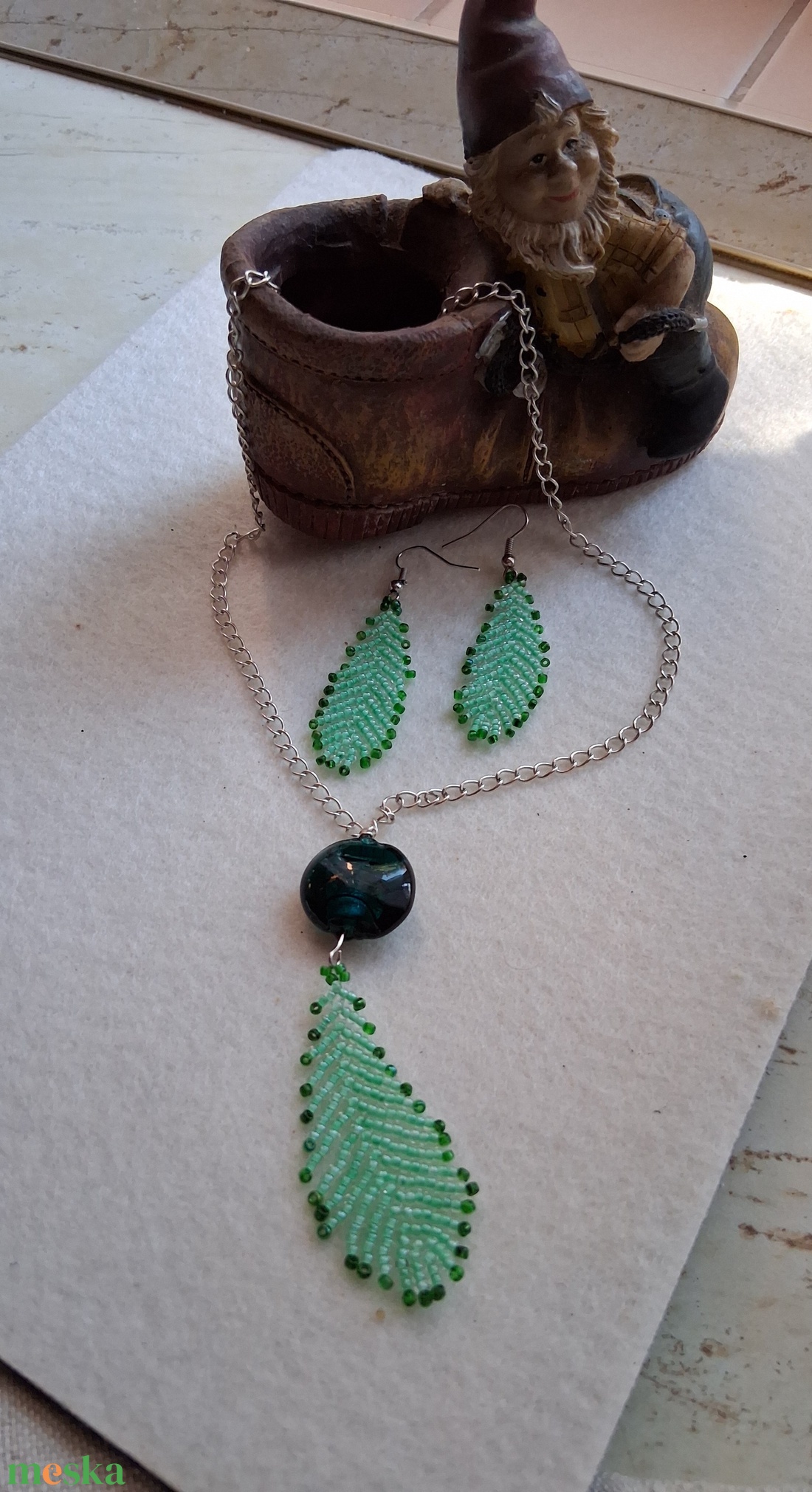 Elegáns gyöngyfűzött ékszerszett - ékszer - nyaklánc - hosszú nyaklánc - Meska.hu