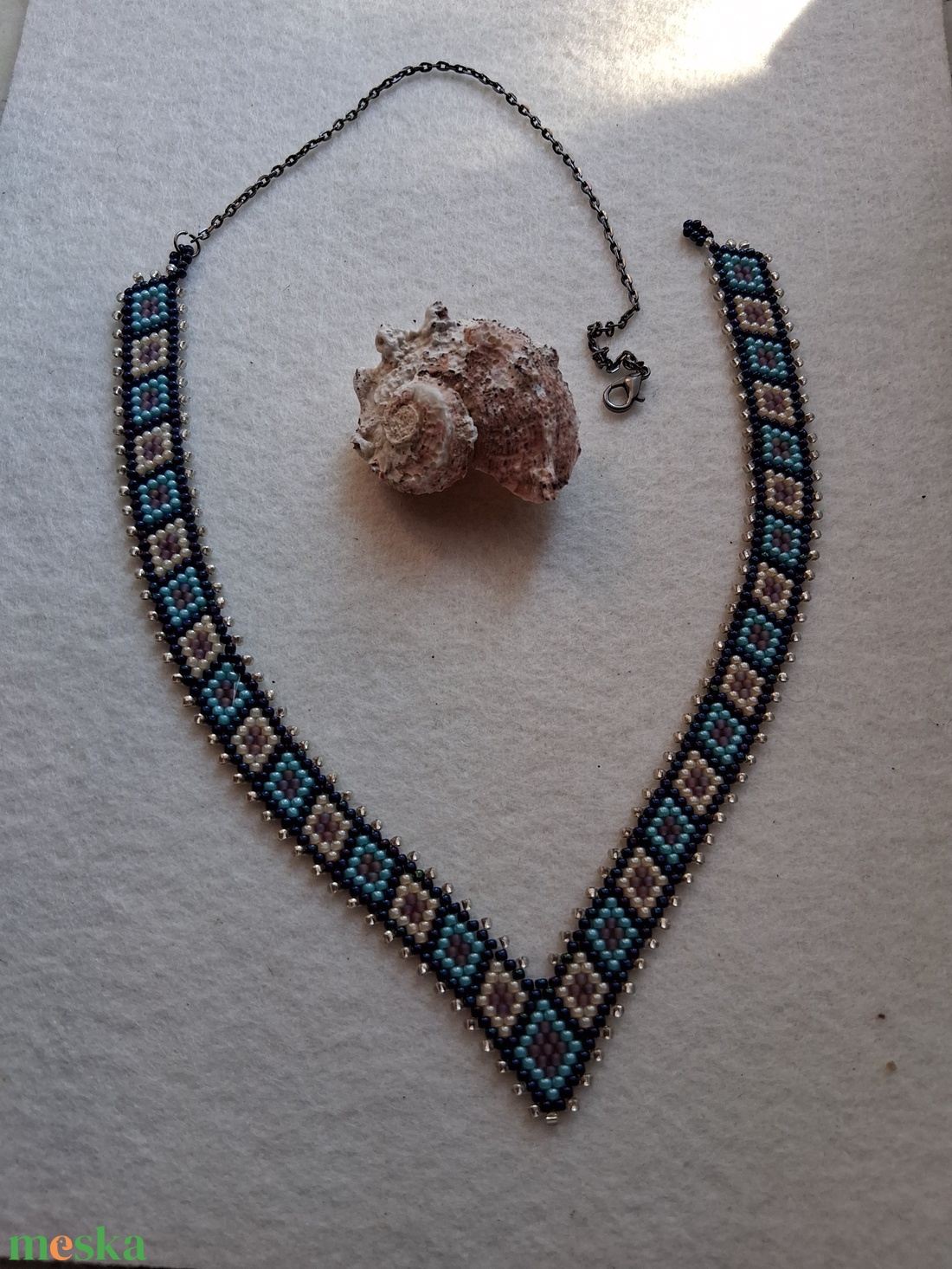 Elegáns gyöngyfűzött nyaklánc - ékszer - nyaklánc - hosszú nyaklánc - Meska.hu