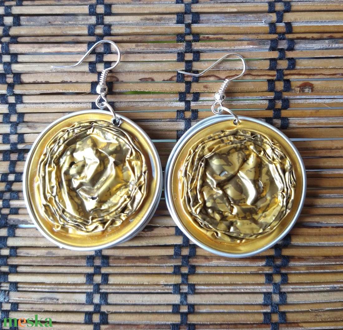 Aranyló kapszula fülbevaló - újrahasznosított kávékapszula fülbevaló - ékszer - fülbevaló - lógós kerek fülbevaló - Meska.hu