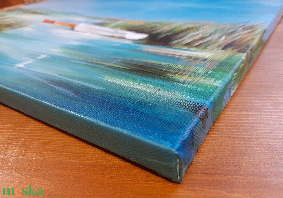 Szélcsendes Balaton- akrilfestmény vásznon - művészet - festmény - akril - Meska.hu