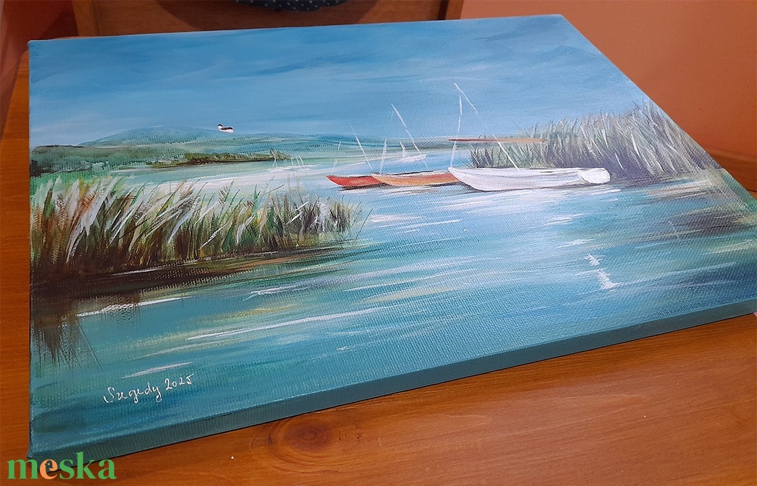 Szélcsendes Balaton- akrilfestmény vásznon - művészet - festmény - akril - Meska.hu