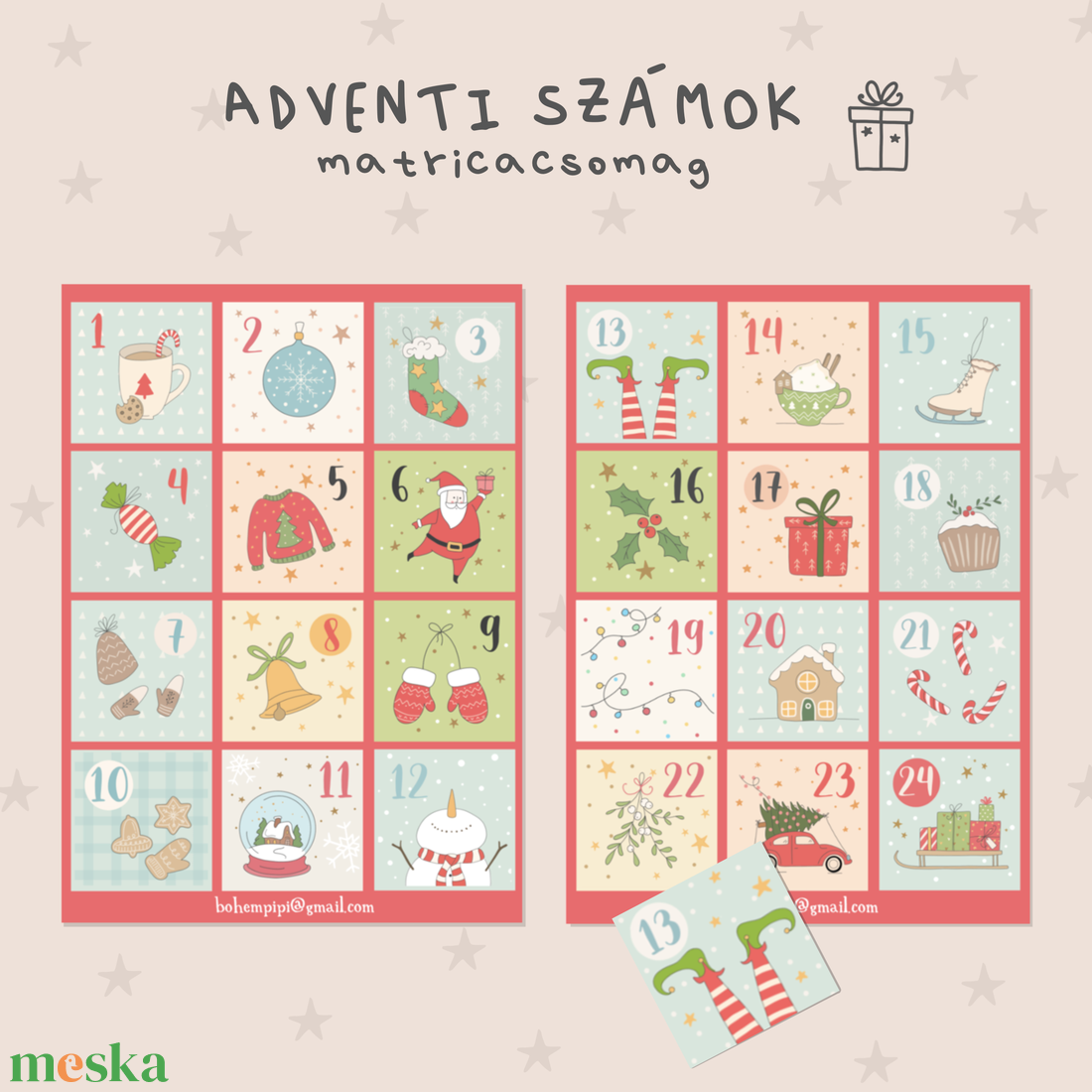 Adventi számok - otthon & életmód - papír, írószer - matrica, matrica csomag - Meska.hu Adventi számok - otthon & életmód - papír, írószer - matrica, matrica csomag - Meska.hu