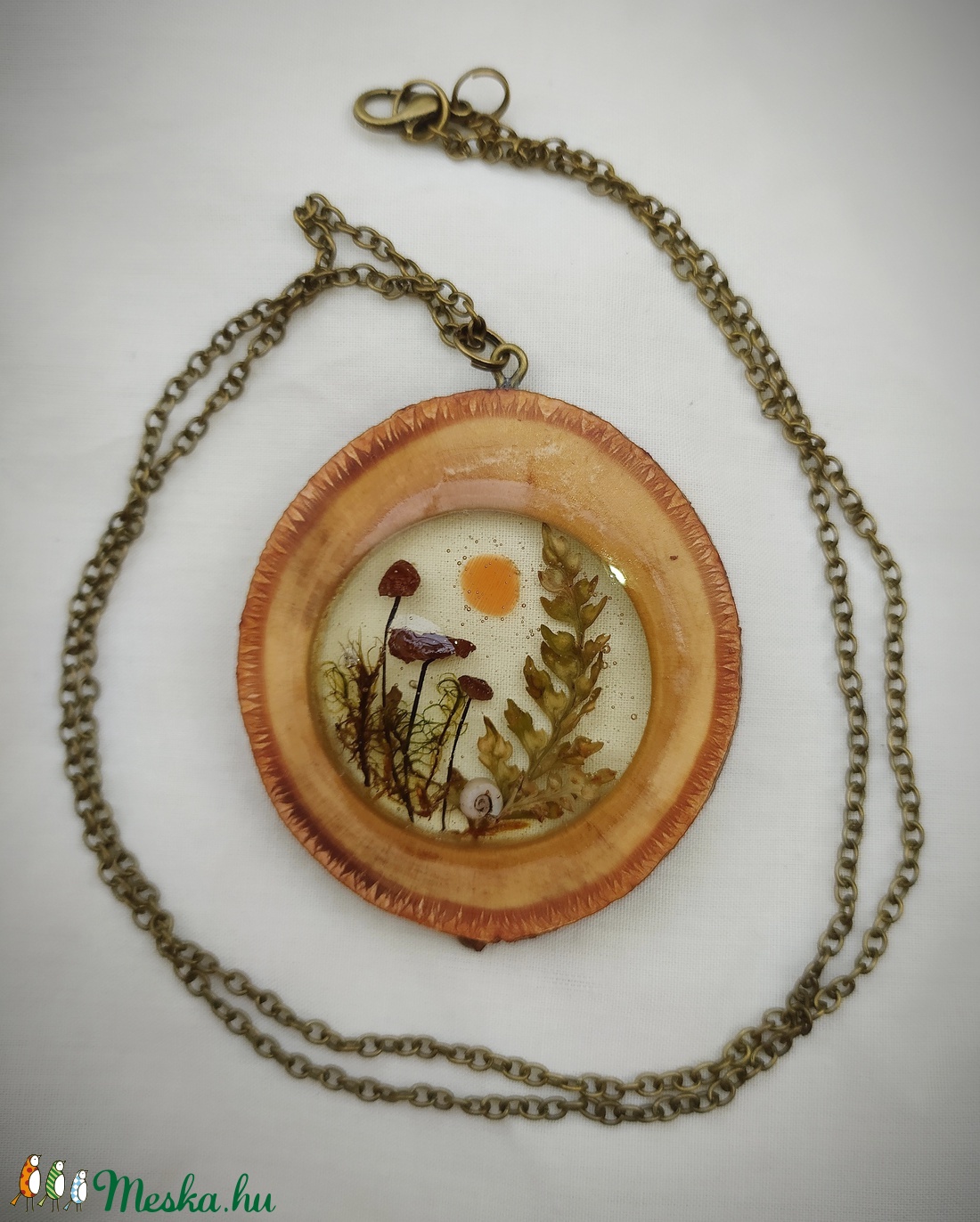 Gombás páfrányleveles medál -  - Meska.hu