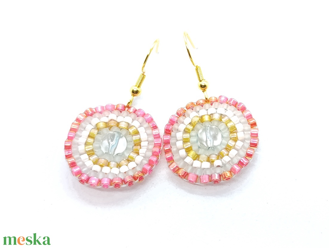 Sunrise - kör alakú gyöngy fülbevaló  - ékszer - fülbevaló - lógós kerek fülbevaló - Meska.hu