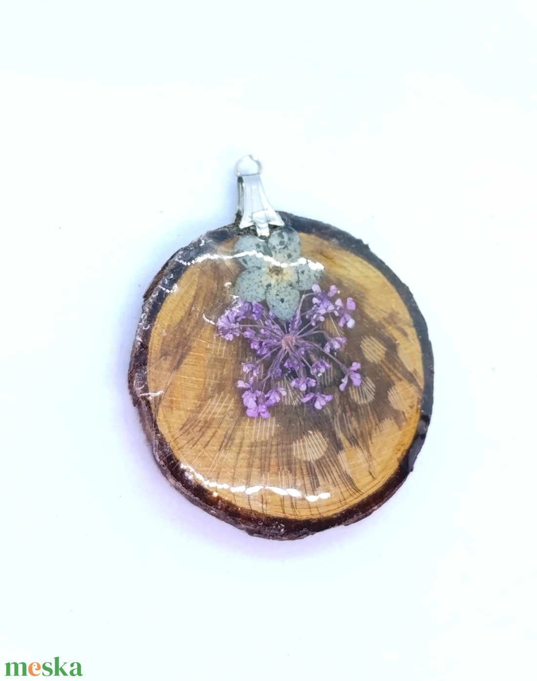 Nefelejtses medál tollal - ékszer - nyaklánc - medál - Meska.hu