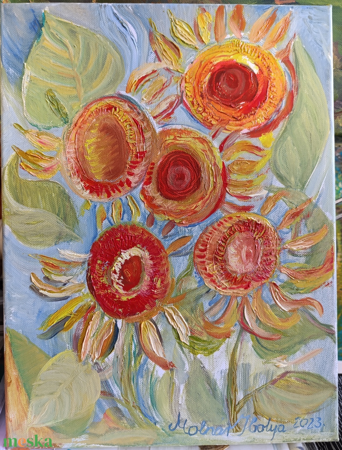 Napraforgók - művészet - festmény - olajfestmény - Meska.hu