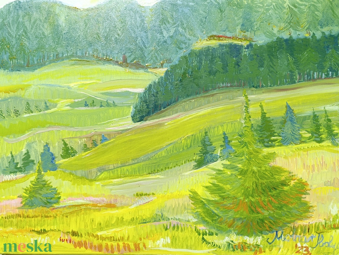 Dombos táj - művészet - festmény - olajfestmény - Meska.hu