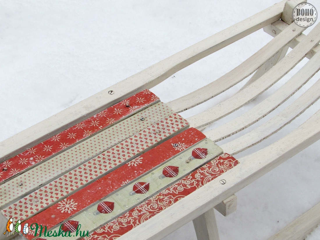 Piros szánkó - kézzel festett, felújított, szánkózásra, fotózásra is:) -  - Meska.hu