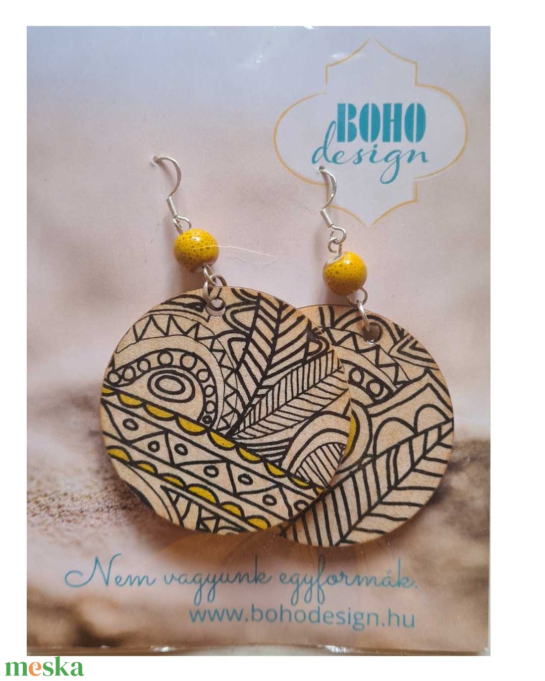 BOHOdesign aszimmetrikus fülbevaló - színező - ékszer - fülbevaló - lógós kerek fülbevaló - Meska.hu
