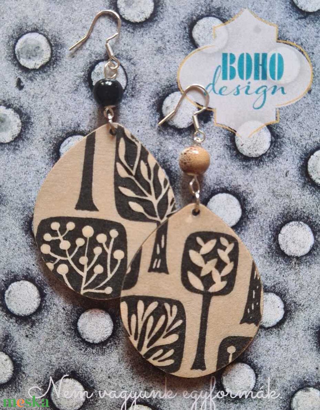 BOHOdesign aszimmetrikus fülbevaló - Fák - ékszer - fülbevaló - lógós kerek fülbevaló - Meska.hu