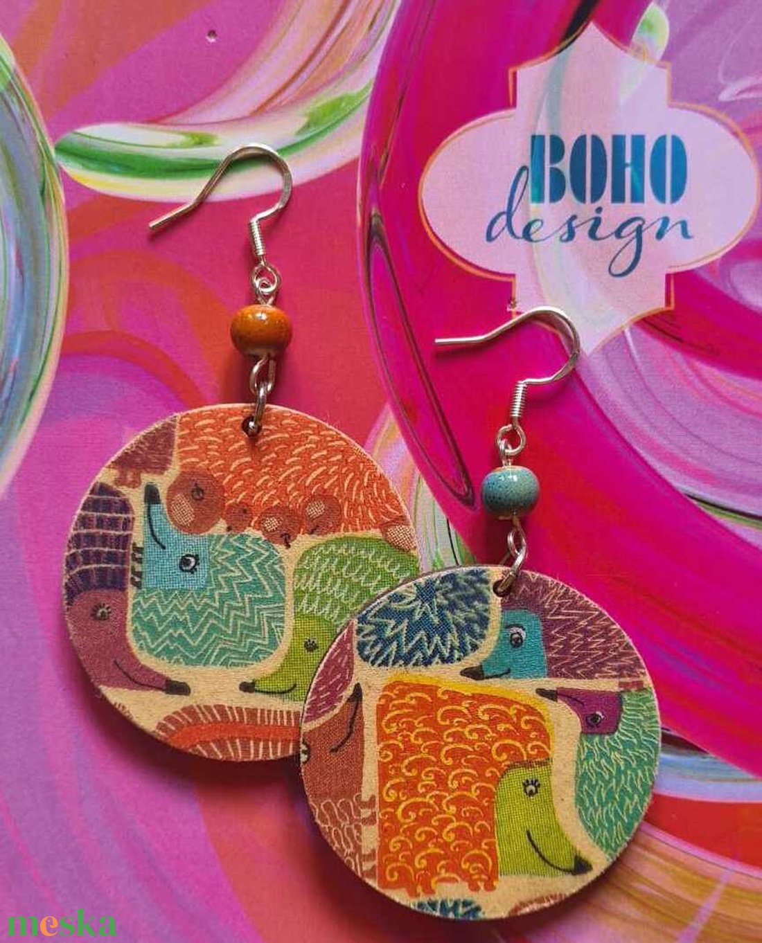 BOHOdesign aszimmetrikus fülbevaló - Sünik - ékszer - fülbevaló - lógós kerek fülbevaló - Meska.hu