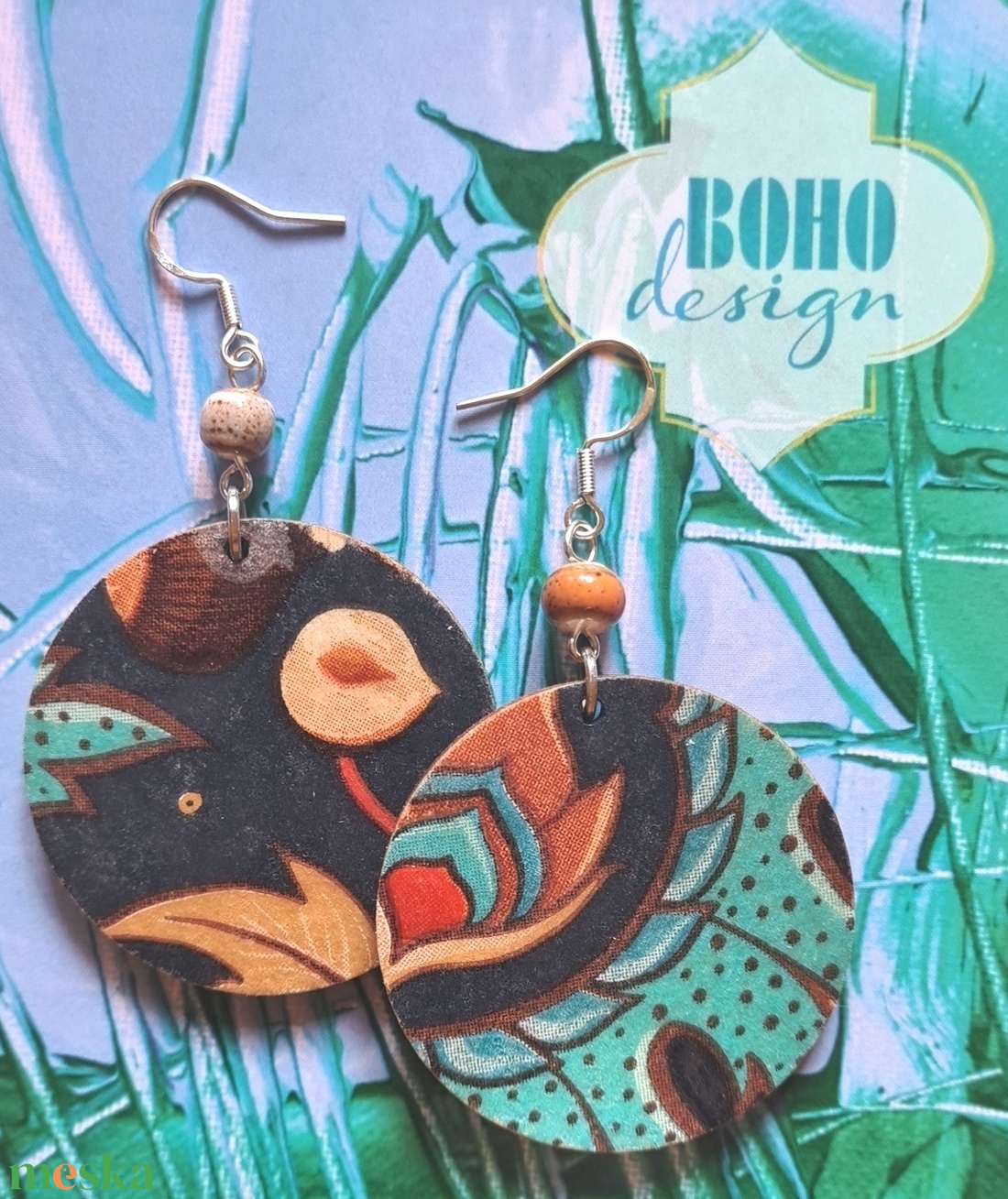 BOHOdesign aszimmetrikus fülbevaló - Dió, mogyoró - ékszer - fülbevaló - lógós kerek fülbevaló - Meska.hu