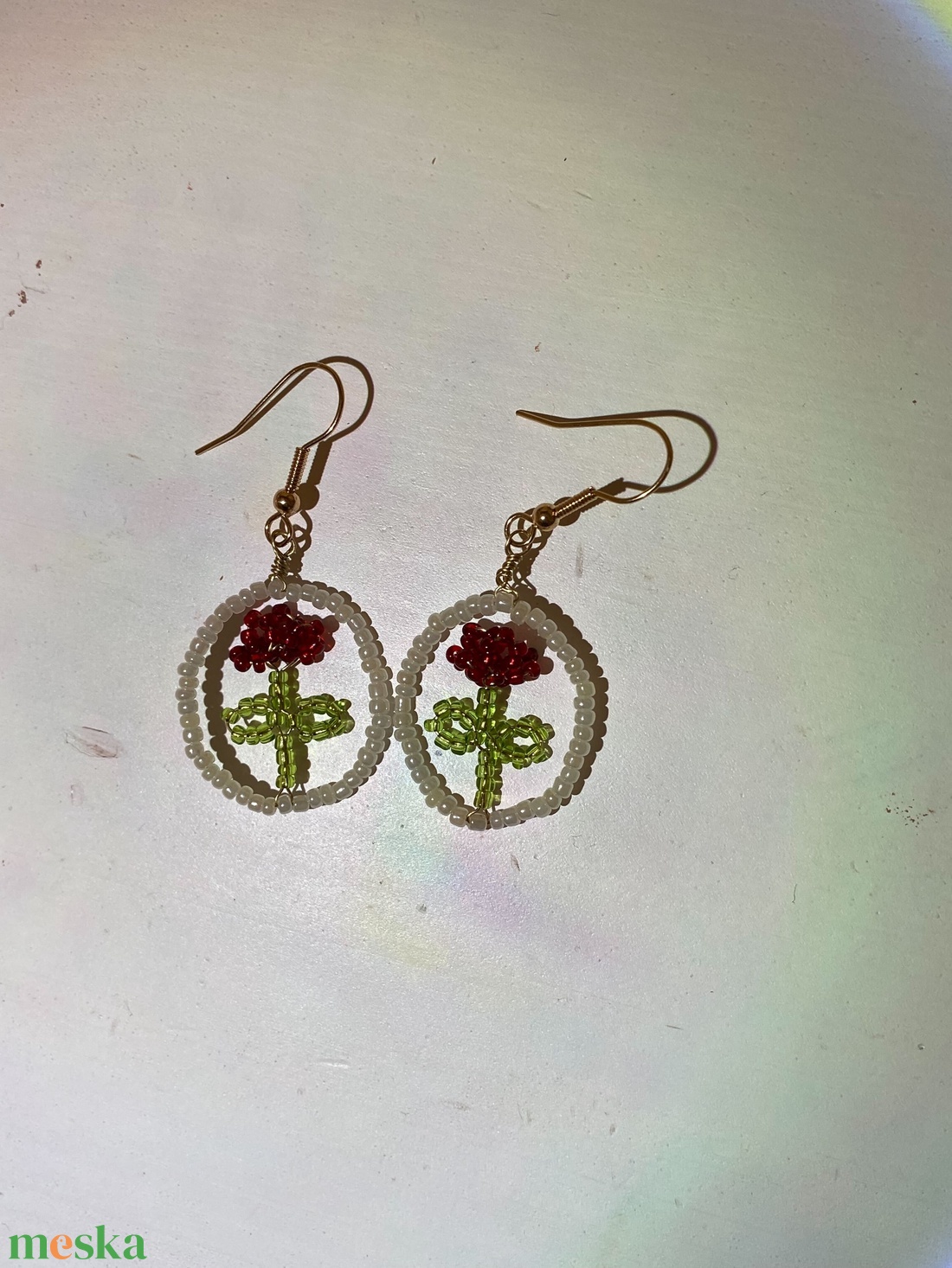 Keretes virág fülbevaló - ékszer - fülbevaló - lógó fülbevaló - Meska.hu