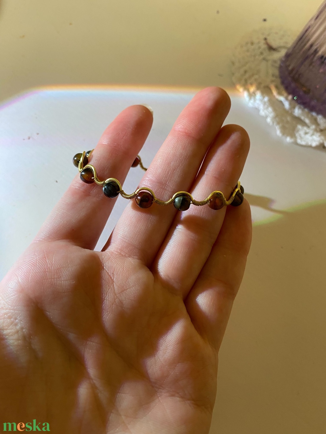 Barna köves karkötő - ékszer - karkötő - gyöngyös karkötő - Meska.hu