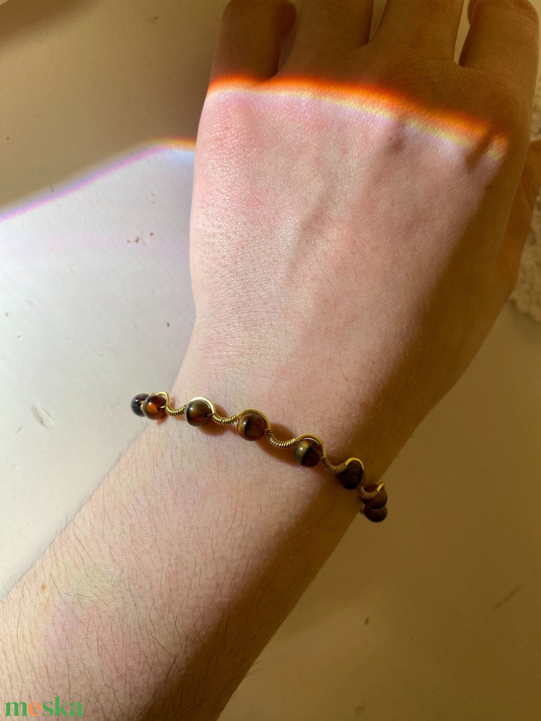 Barna köves karkötő - ékszer - karkötő - gyöngyös karkötő - Meska.hu