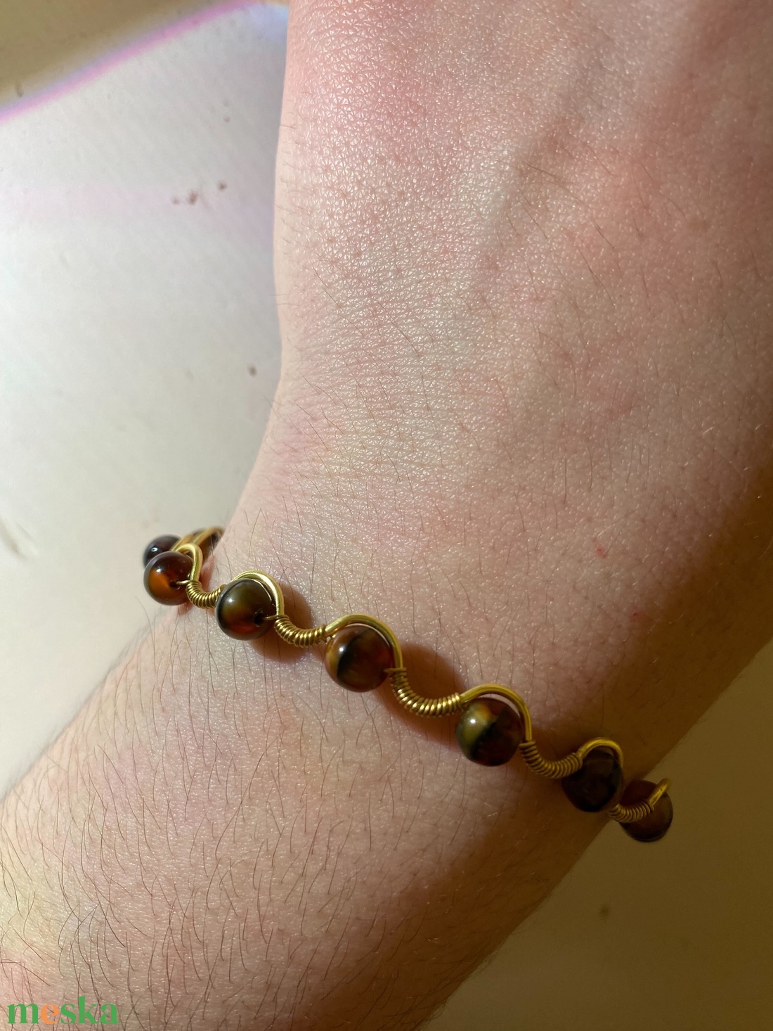 Barna köves karkötő - ékszer - karkötő - gyöngyös karkötő - Meska.hu