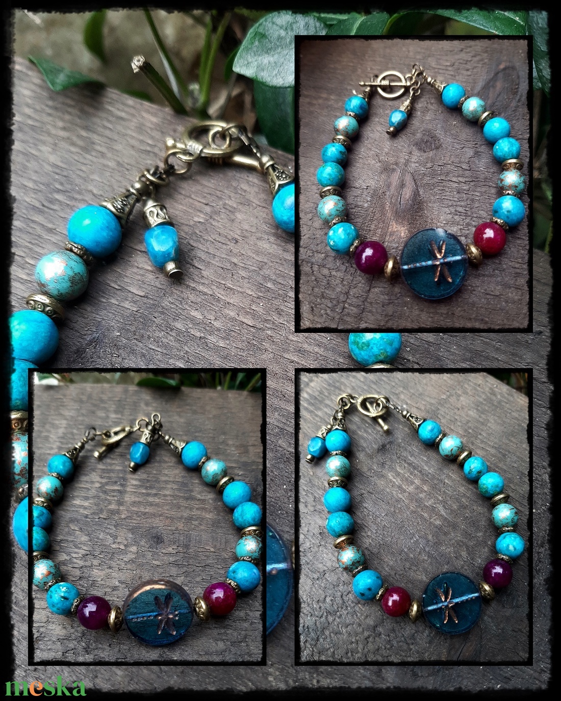 Szitakötő achátok között - ékszer - karkötő - gyöngyös karkötő - Meska.hu