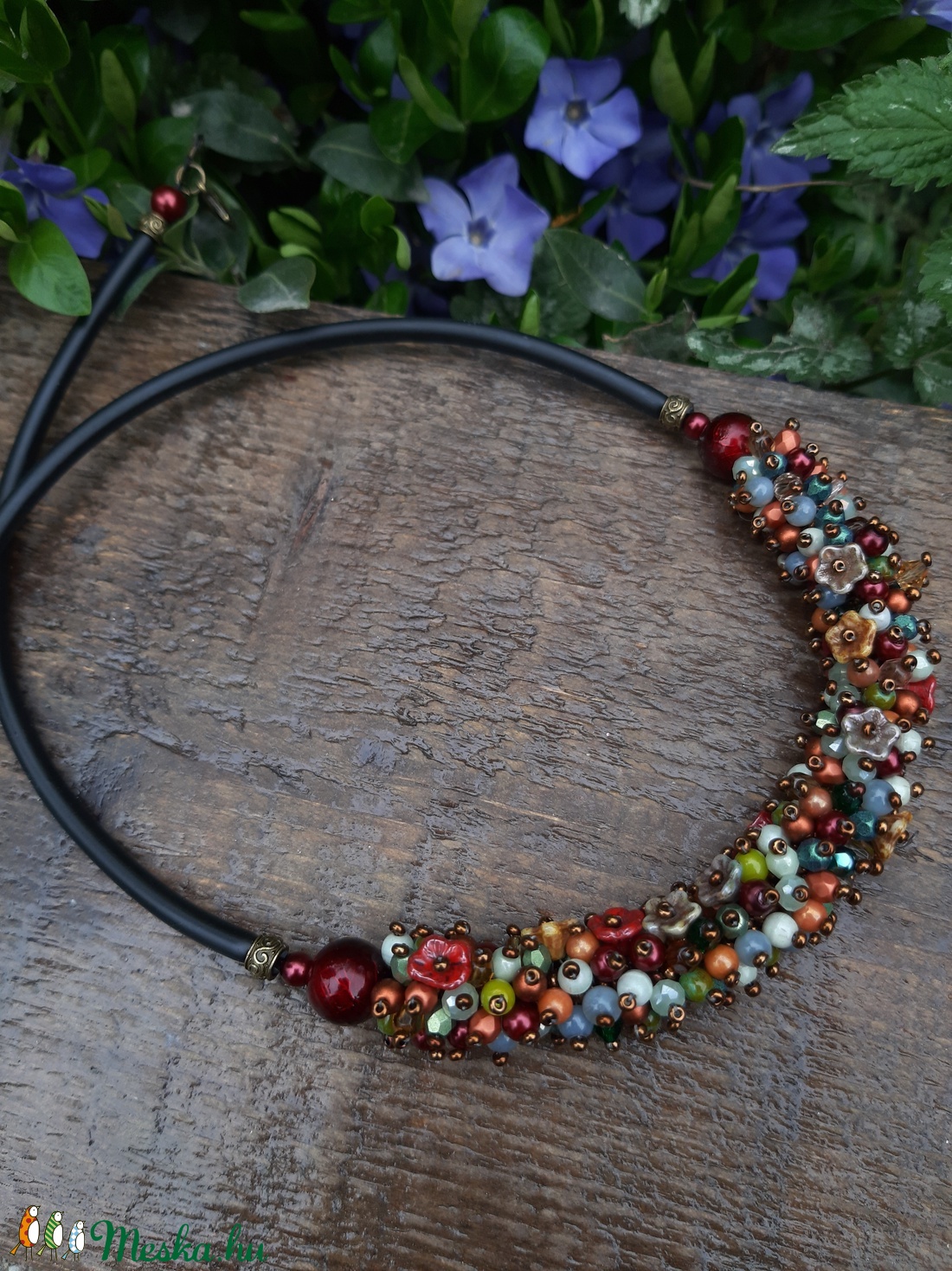 Szines, vidám, virágos - ékszer - nyaklánc - gyöngyös nyaklánc - Meska.hu