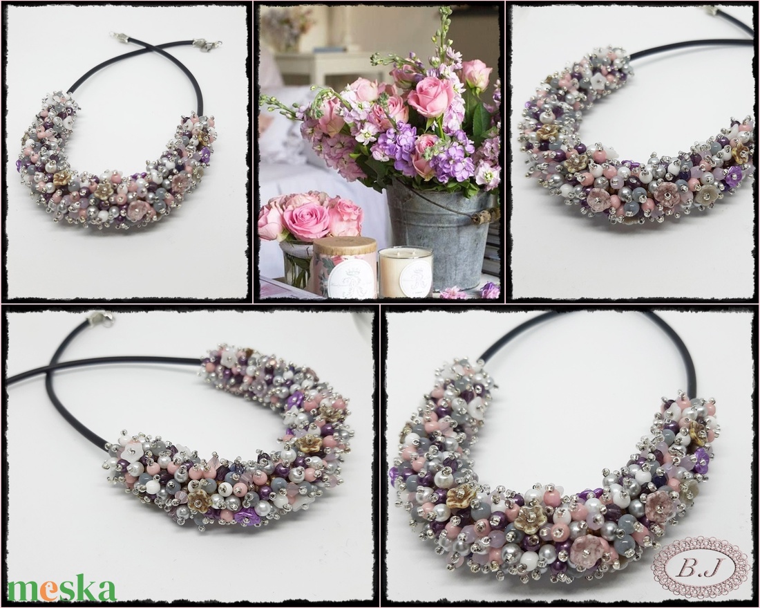 Gyöngyös virágos nyaklánc - ékszer - nyaklánc - gyöngyös nyaklánc - Meska.hu