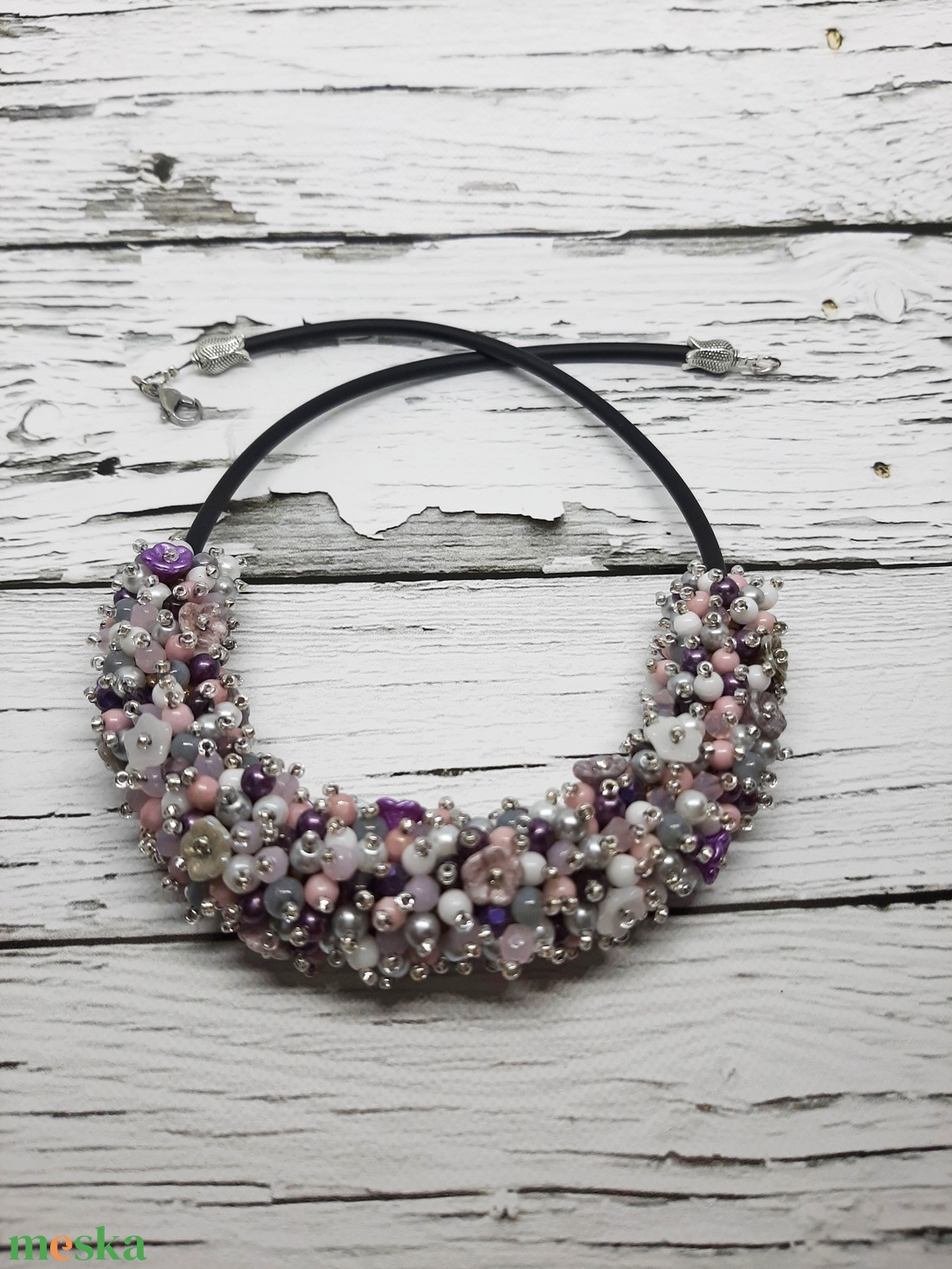 Gyöngyös virágos nyaklánc - ékszer - nyaklánc - gyöngyös nyaklánc - Meska.hu