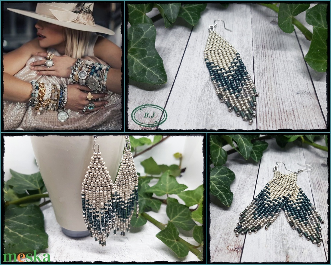 Pasztell színű fülbevaló japán gyöngyökből - ékszer - fülbevaló - csillár fülbevaló - Meska.hu