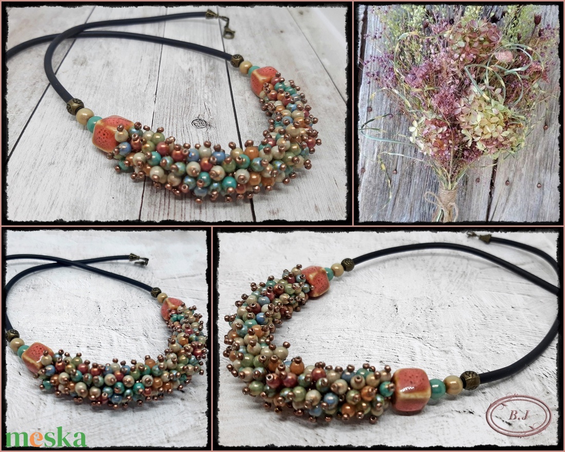 Szines bogyós nyaklánc - ékszer - nyaklánc - gyöngyös nyaklánc - Meska.hu
