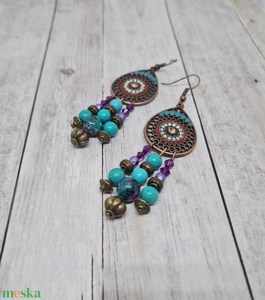 Bohém stilusu fülbevaló - ékszer - fülbevaló - lógó fülbevaló - Meska.hu