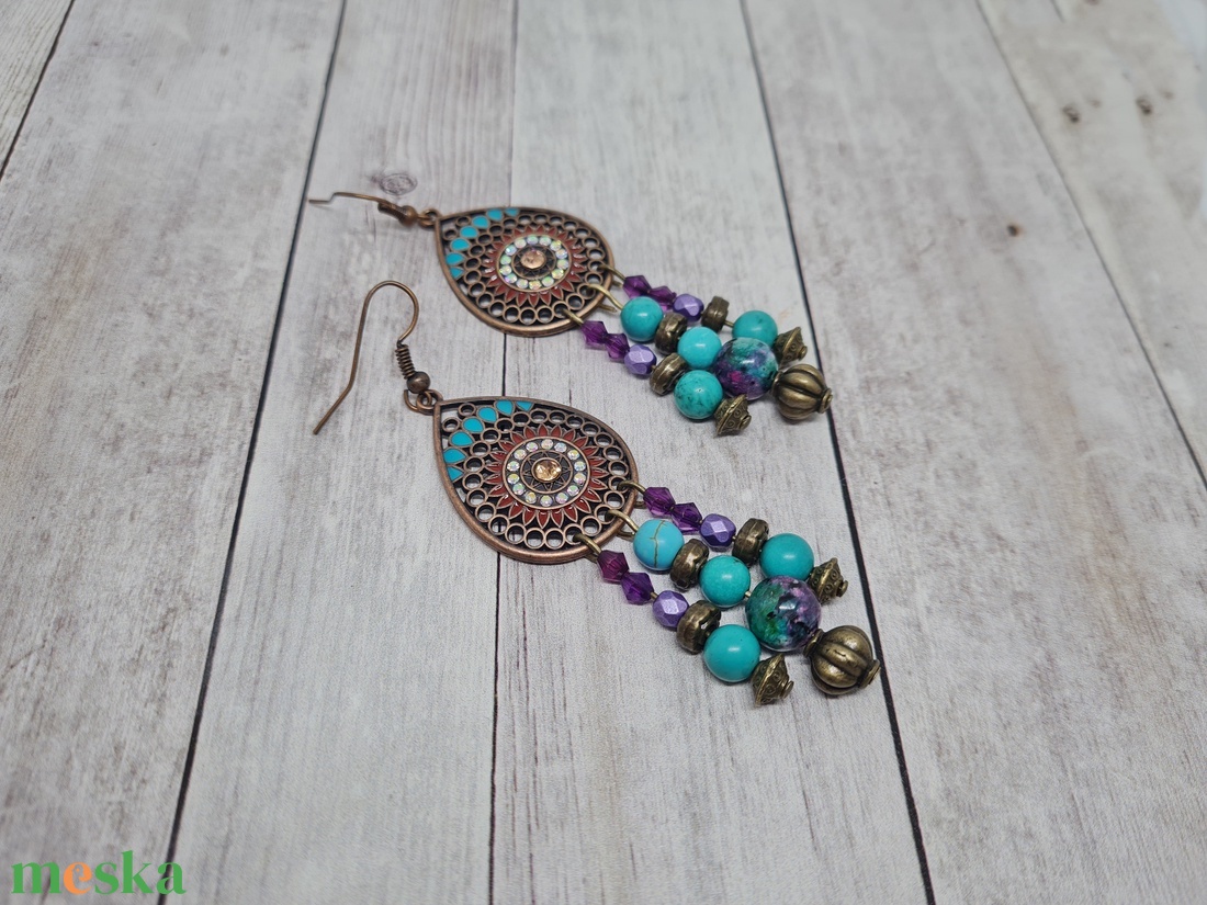 Bohém stilusu fülbevaló - ékszer - fülbevaló - lógó fülbevaló - Meska.hu