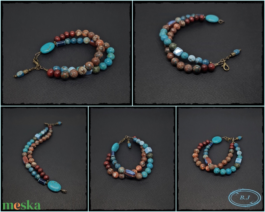 Karkötő vegyes ásványokból - ékszer - karkötő - gyöngyös karkötő - Meska.hu