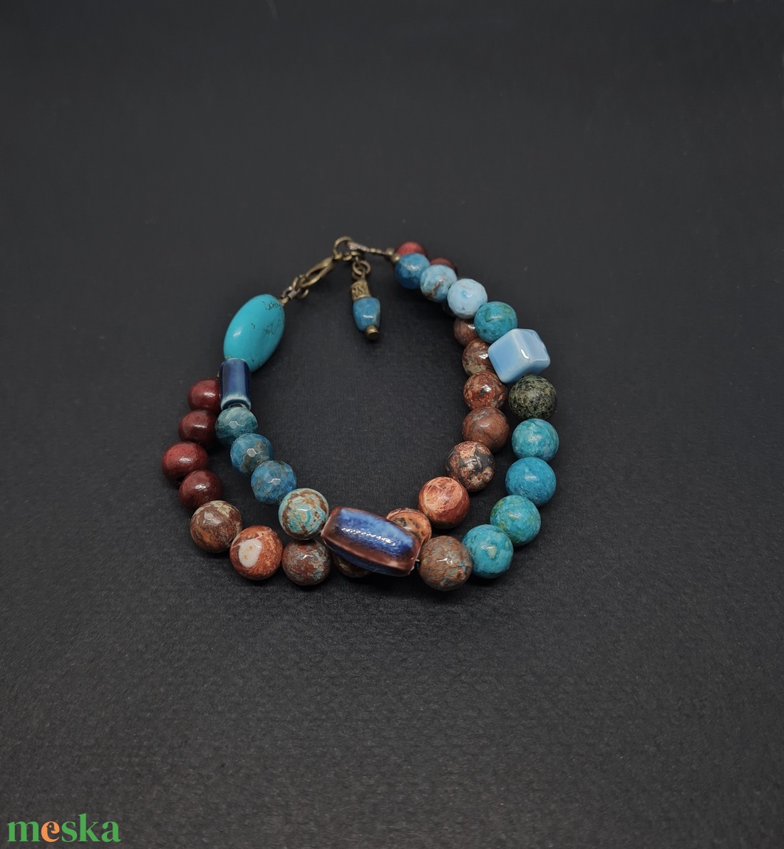 Karkötő vegyes ásványokból - ékszer - karkötő - gyöngyös karkötő - Meska.hu