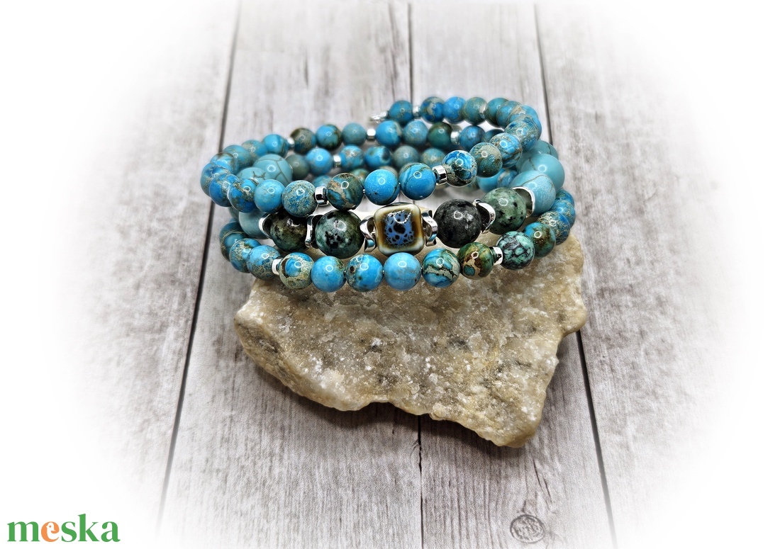 Jáspis karperec - ékszer - karkötő - széles karkötő - Meska.hu