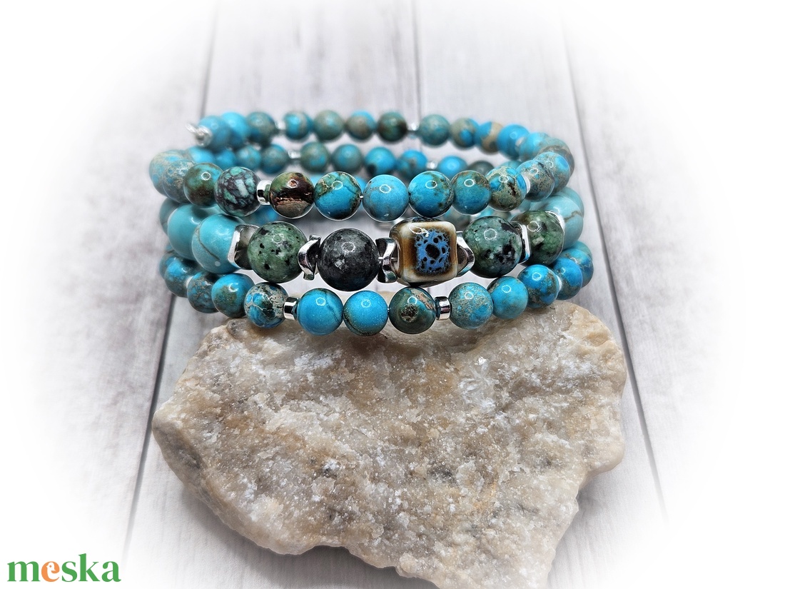 Jáspis karperec - ékszer - karkötő - széles karkötő - Meska.hu