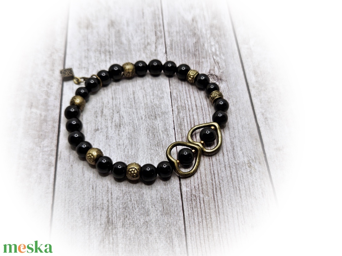Fekete Turmalin karkötő - ékszer - karkötő - ásványkarkötő - Meska.hu