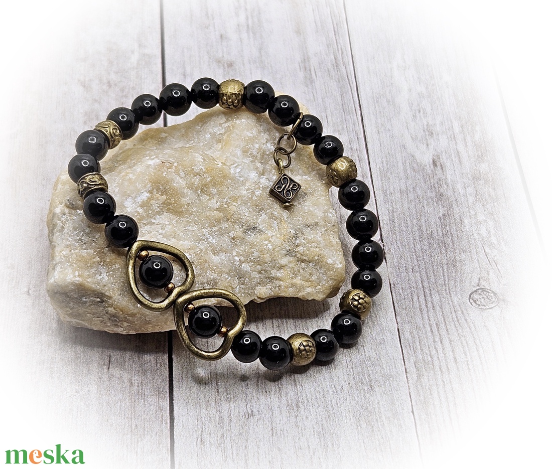 Fekete Turmalin karkötő - ékszer - karkötő - ásványkarkötő - Meska.hu