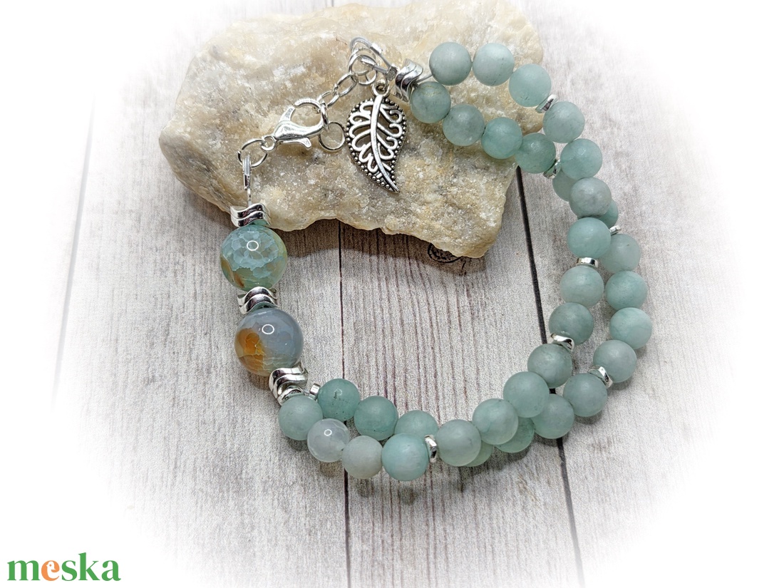 Akvamarin karkötő - ékszer - karkötő - ásványkarkötő - Meska.hu