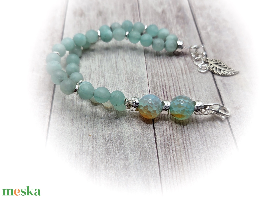 Akvamarin karkötő - ékszer - karkötő - ásványkarkötő - Meska.hu