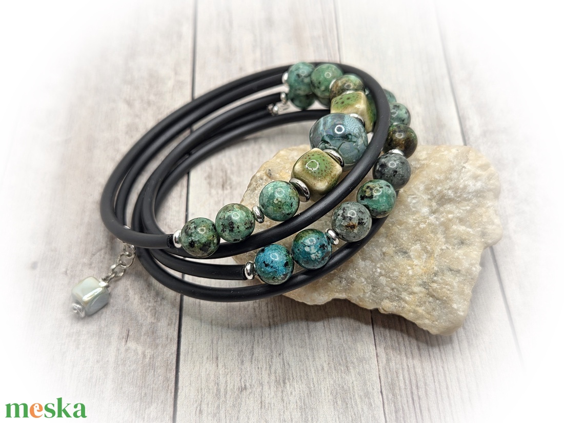 Afrikai türkiz karkötő - ékszer - karkötő - széles karkötő - Meska.hu