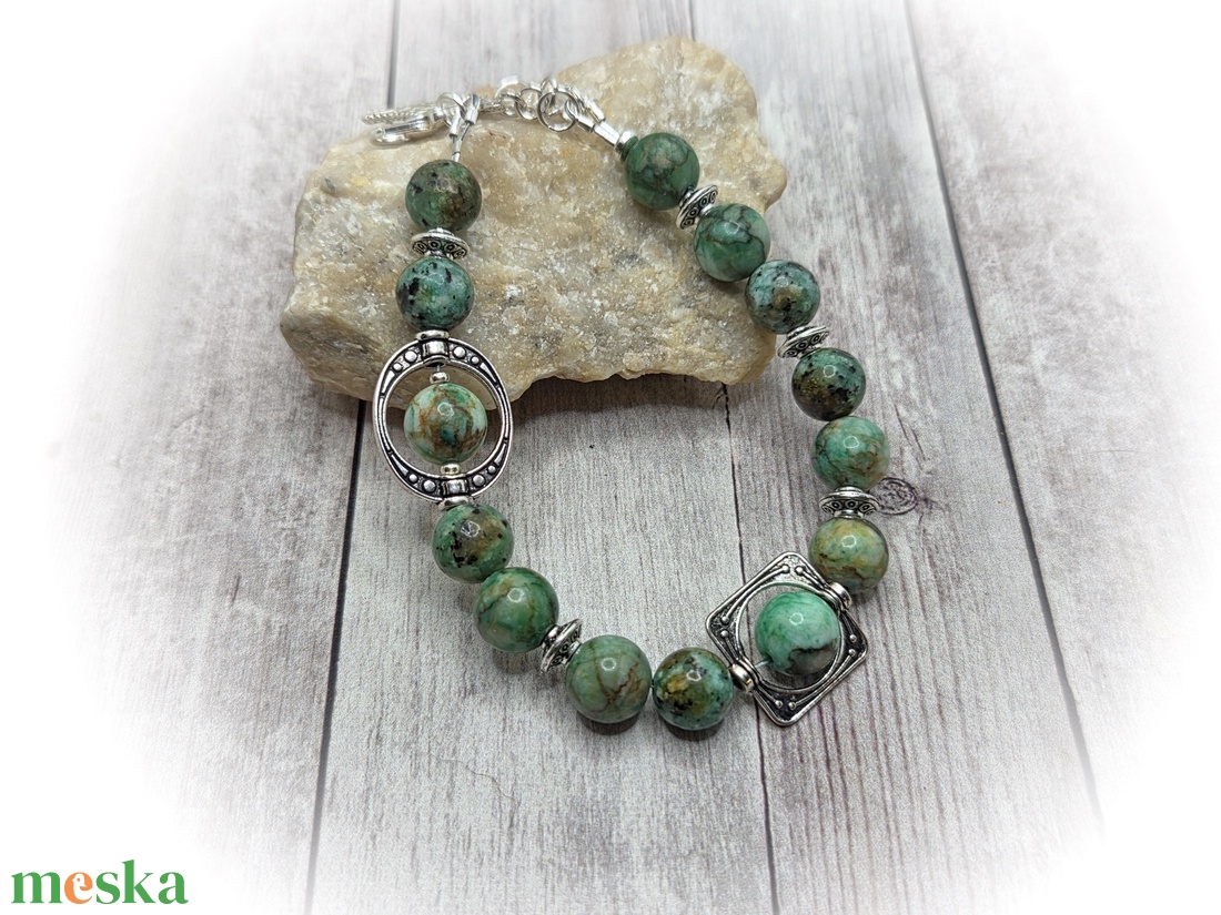 Zöld türkiz karlánc - ékszer - karkötő - ásványkarkötő - Meska.hu